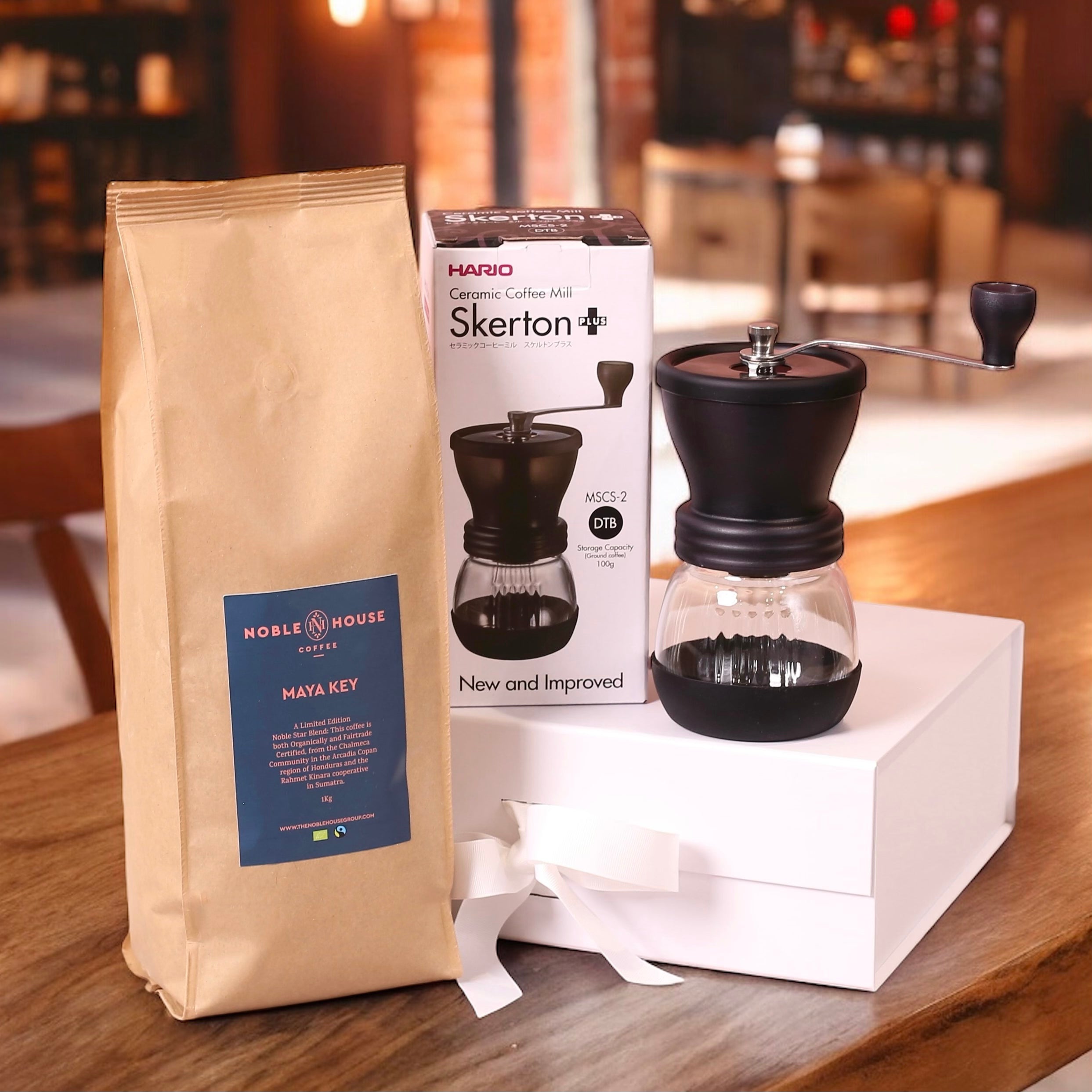 Coffee Lover Gift Box: Fairtrade Organic Coffee + Grinder