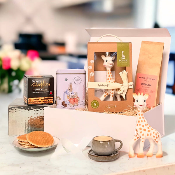 New Baby and Parent Hamper: Iconic Sophie the Giraffe and Treats