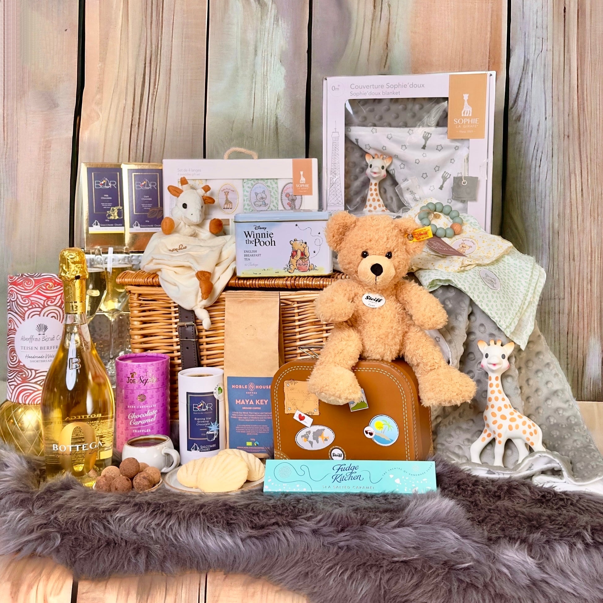 The Grand - Ultimate Steiff Bear and Sparkling Delights New Baby & Parent Hamper