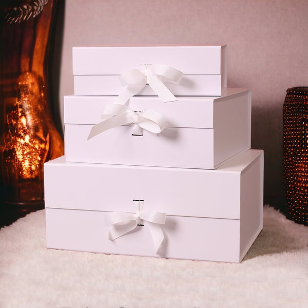 Premium White Gift Box with Ribbon - Medium