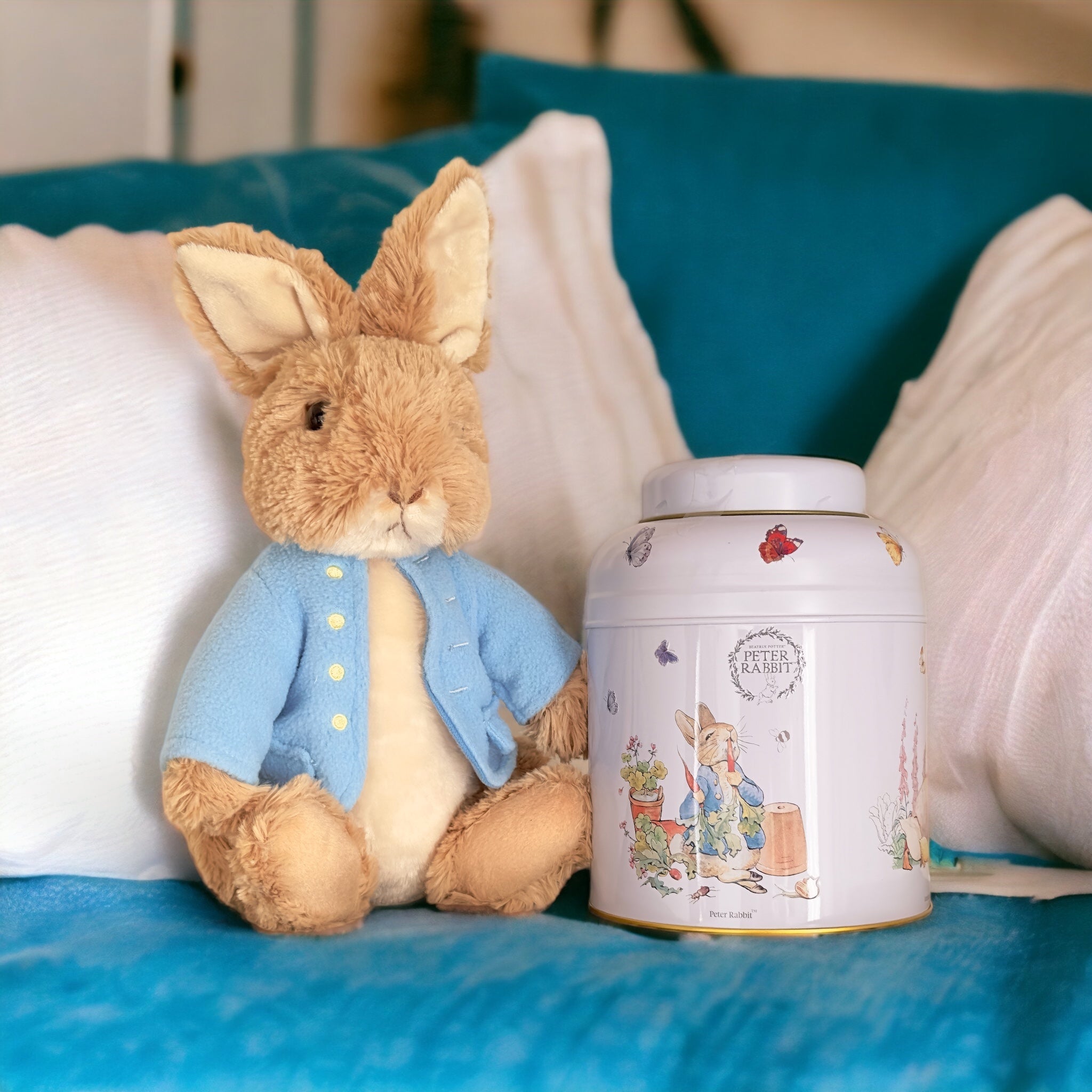 Official Beatrix Potter Peter Rabbit Gift Set with Tea Caddy and Plush Toy