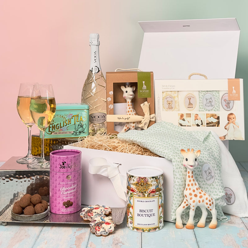New Baby and Parent Luxury Treats Hamper with Iconic Sophie the Giraffe