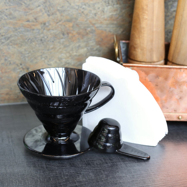 Hario V60 Coffee Dripper Set Transparent Black Size 02
